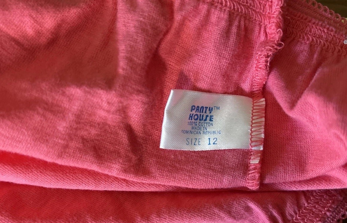 Vtg 90s Panty House Panties Sz 12 100% Cotton New Old Stock Pink Full Cut Brief