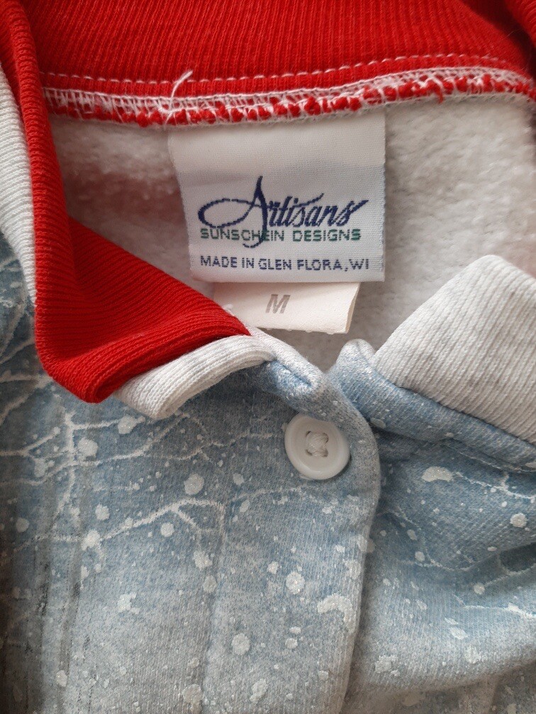 Vintage Artisans Sunschein Designs Winter Cardinals Button Up Sweatshirt *READ*