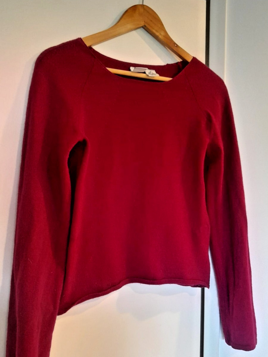 Armani Exchange Women’s Red Stretch Blouse – Wool Spandex Blend – Medium Size