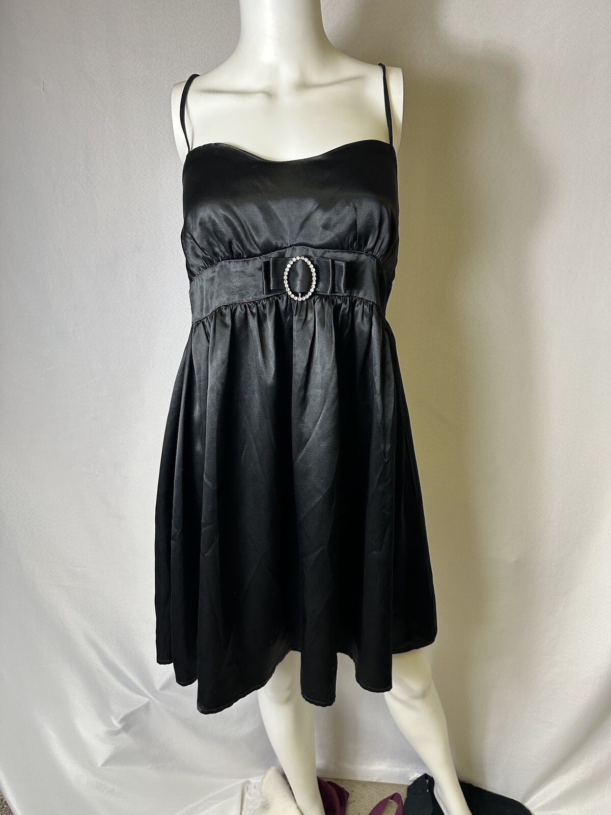 Vintage 80s  Black Slip Dress Extra Small Pit To Pit 14 L 28.5