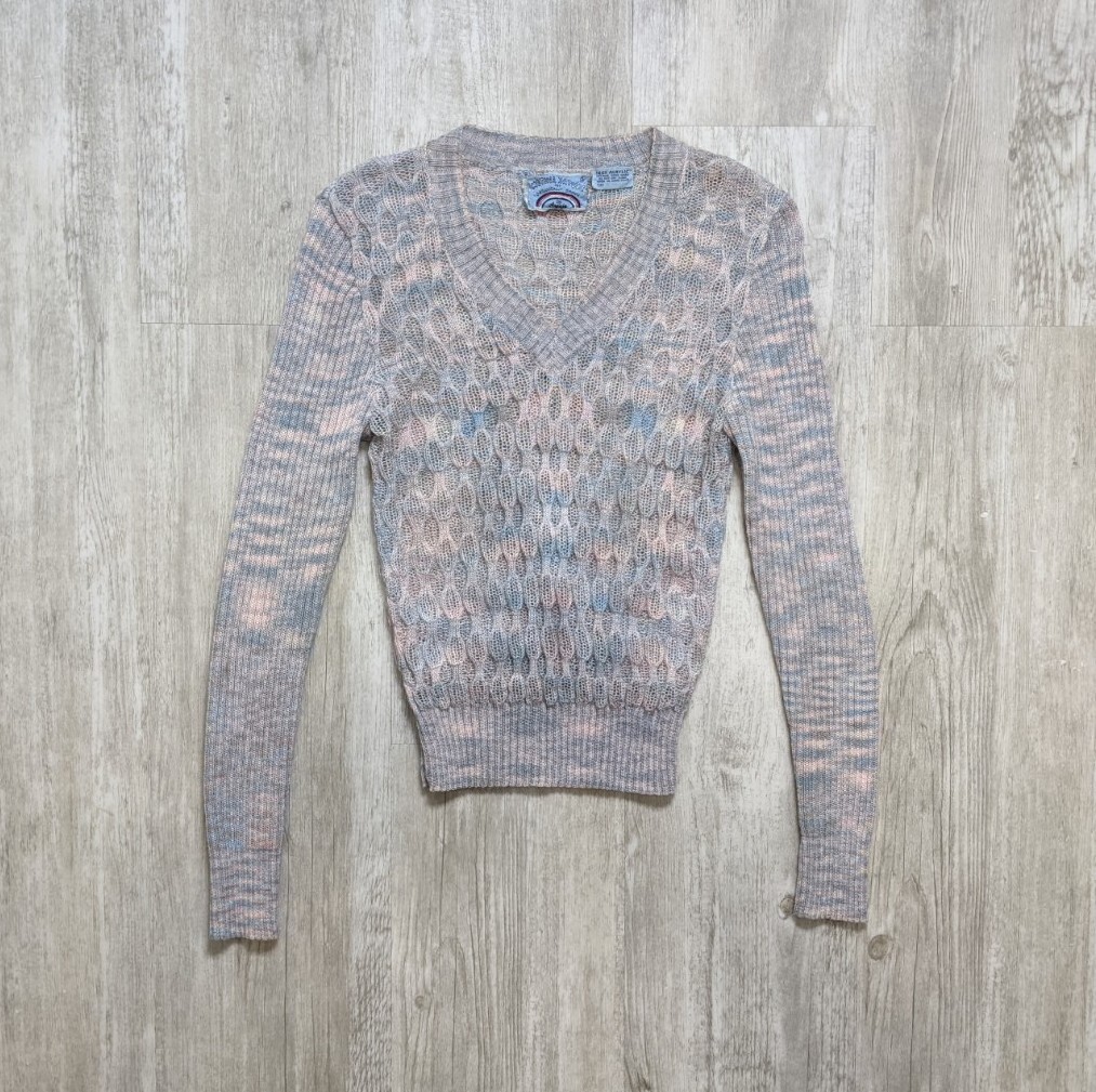 Vintage 70s Organically Grown by Arpeja Mélange Knit Acrylic Sweater Fits S/M