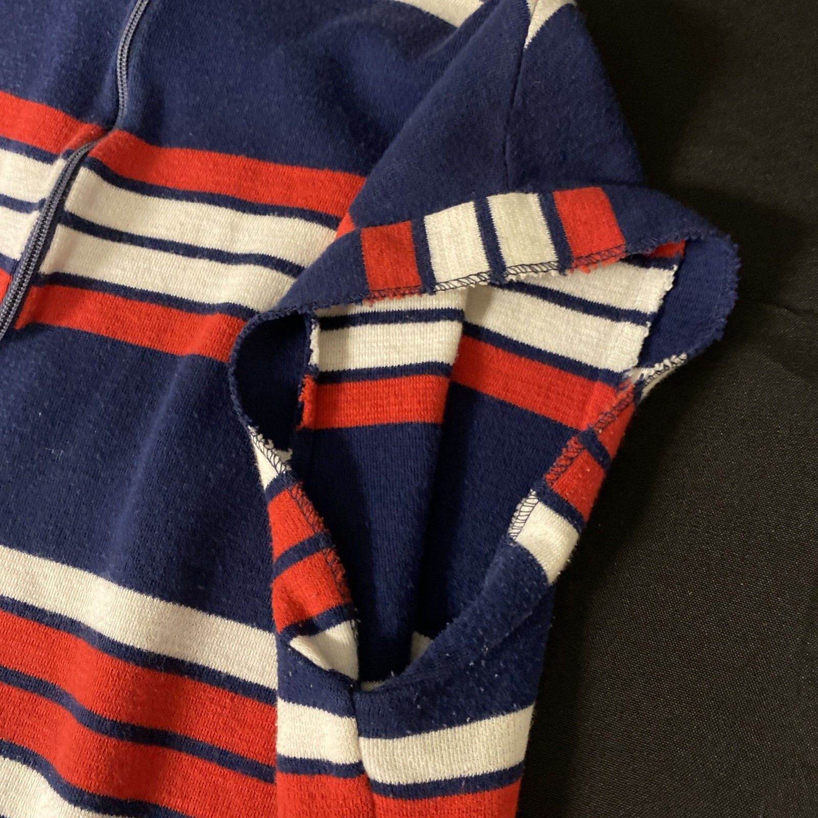 Preppy Red White & Blue VTG 70s Sleeveless Mock Turtleneck Top w/Zipper
