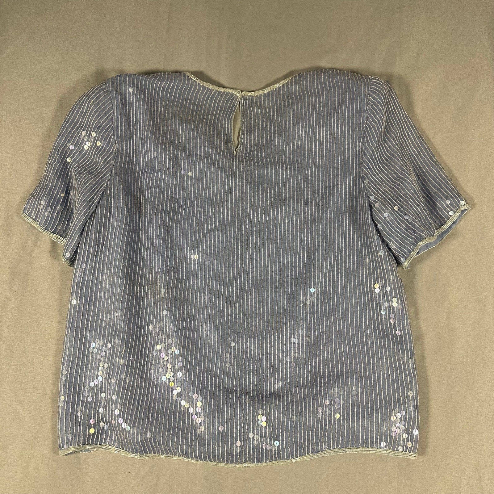 Jewel Queen Silk Beaded Sequin 2 Piece Skirt Set Medium Blue Waist 19″ Flat