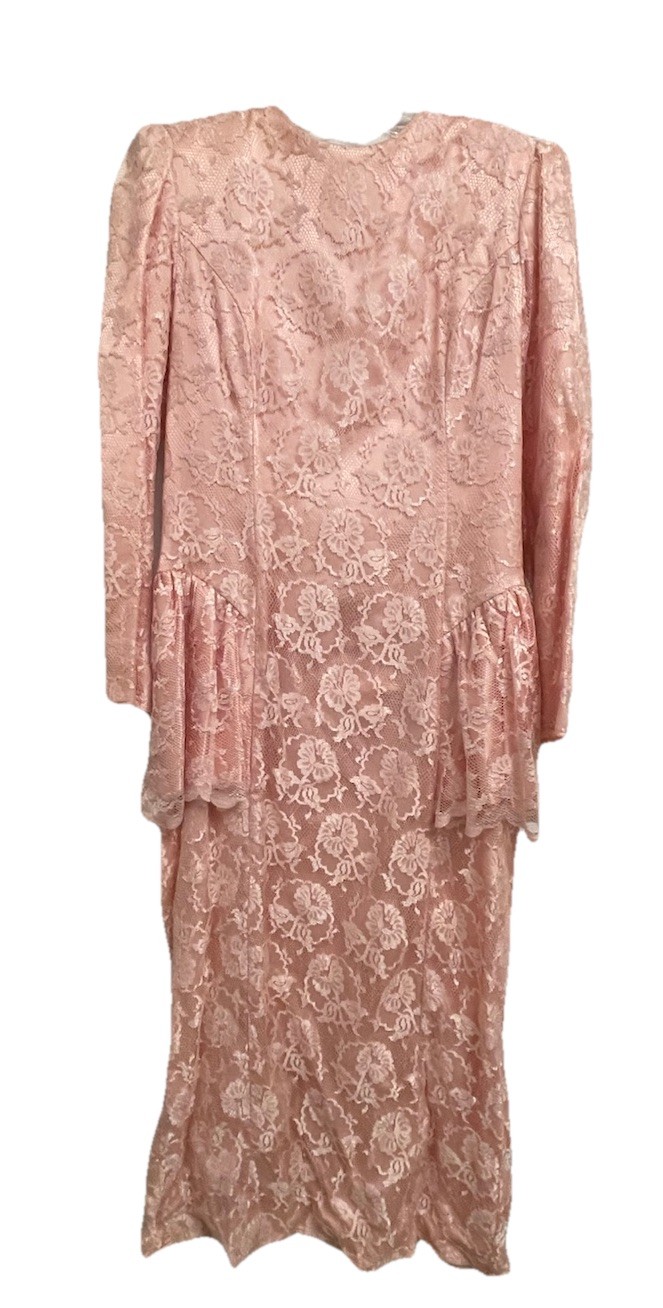 Vintage Scott McClintock 80s Dress Pink Lace Bow Size 12 Gorgeous