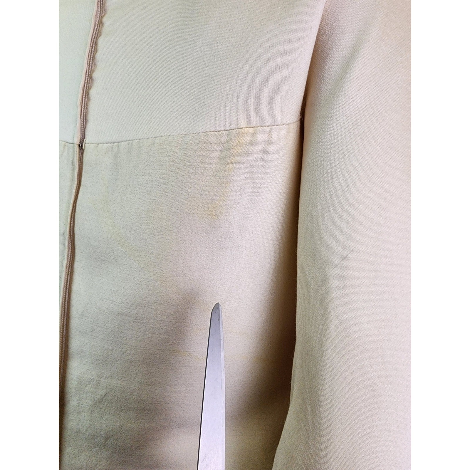 Vintage 1960’s Champagne Cream Gold Cord Trim Rhinestone Shift Dress I. Magnin