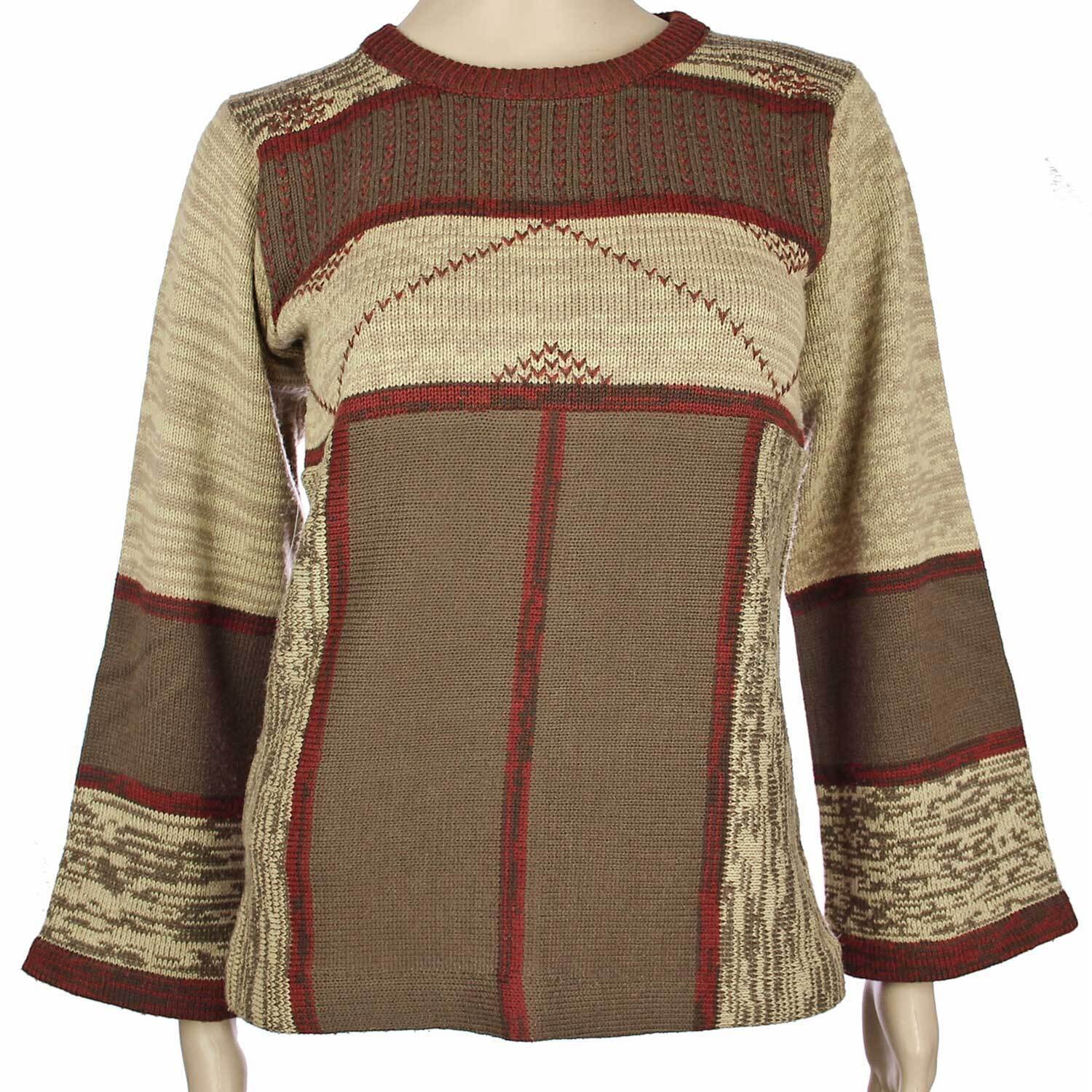 1970s Vintage Bell Sleeve Space Dye Sweater Top Embroidery Boho Hippie Disco S