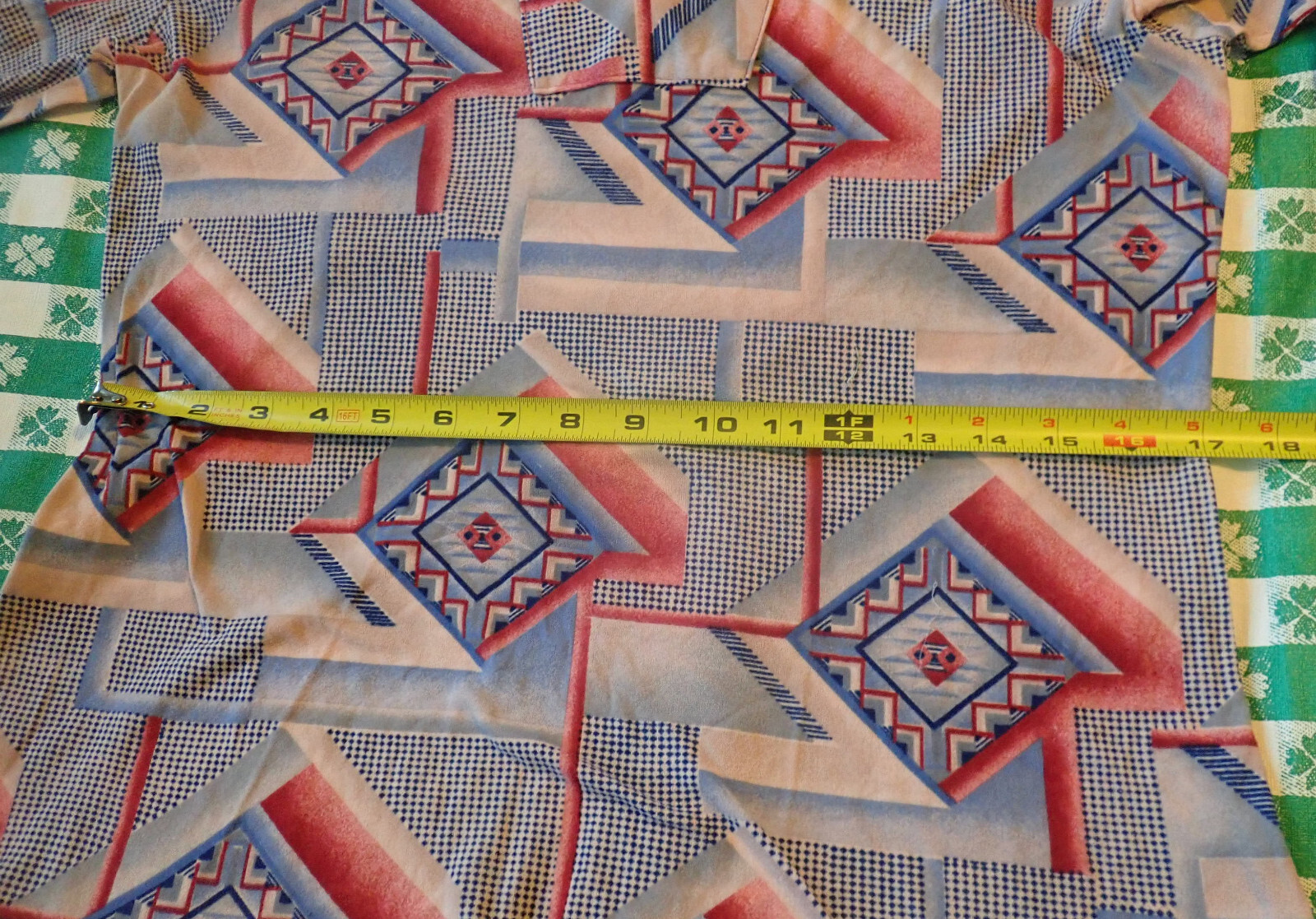 Vtg 70s Hilton Head Sportswear Womens M Disco Shirt Geometric Abstract Art Print