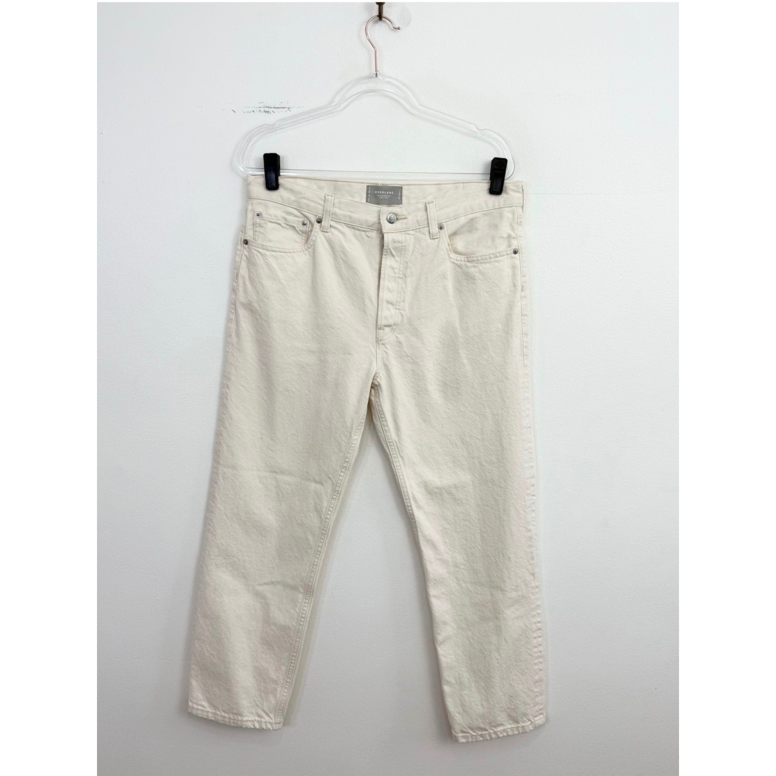 Everlane The Rigid Slouch Jean Ecru Cream High Rise Straight Leg 30