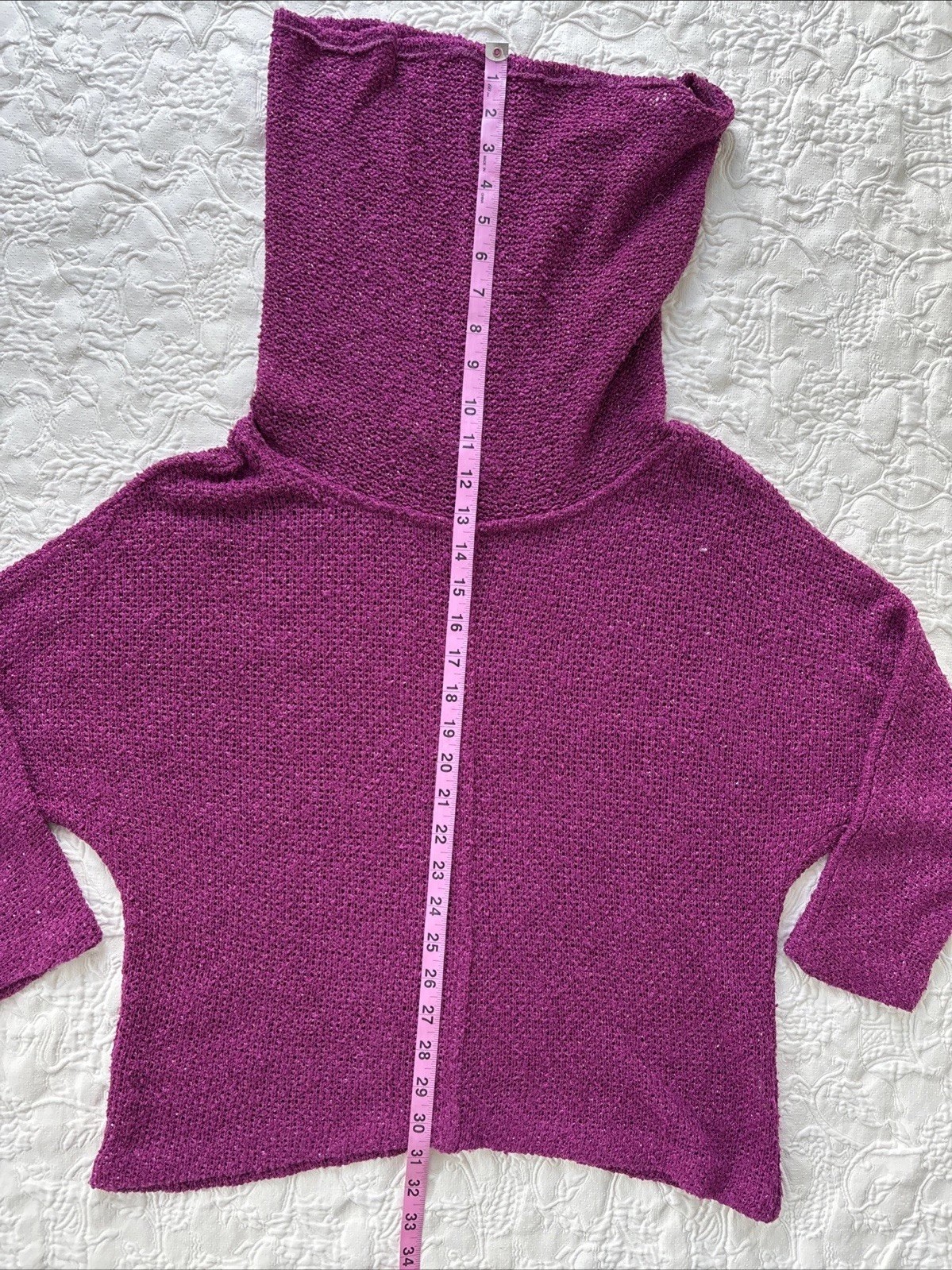 VTG Evelyn De Jonge Cowl Neck Top Sweater Medium Raspberry Pink Gold Sparkle M