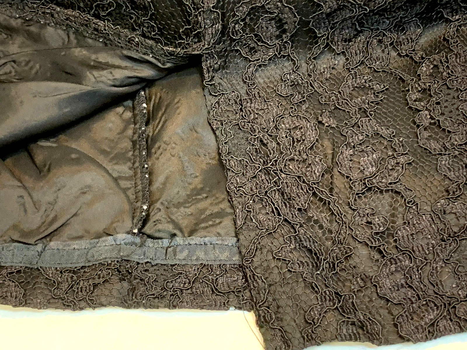 Vintage EXPO NITE Long Sleeve Black Lace Dress Lined Low Back LBD Women’s Size 8