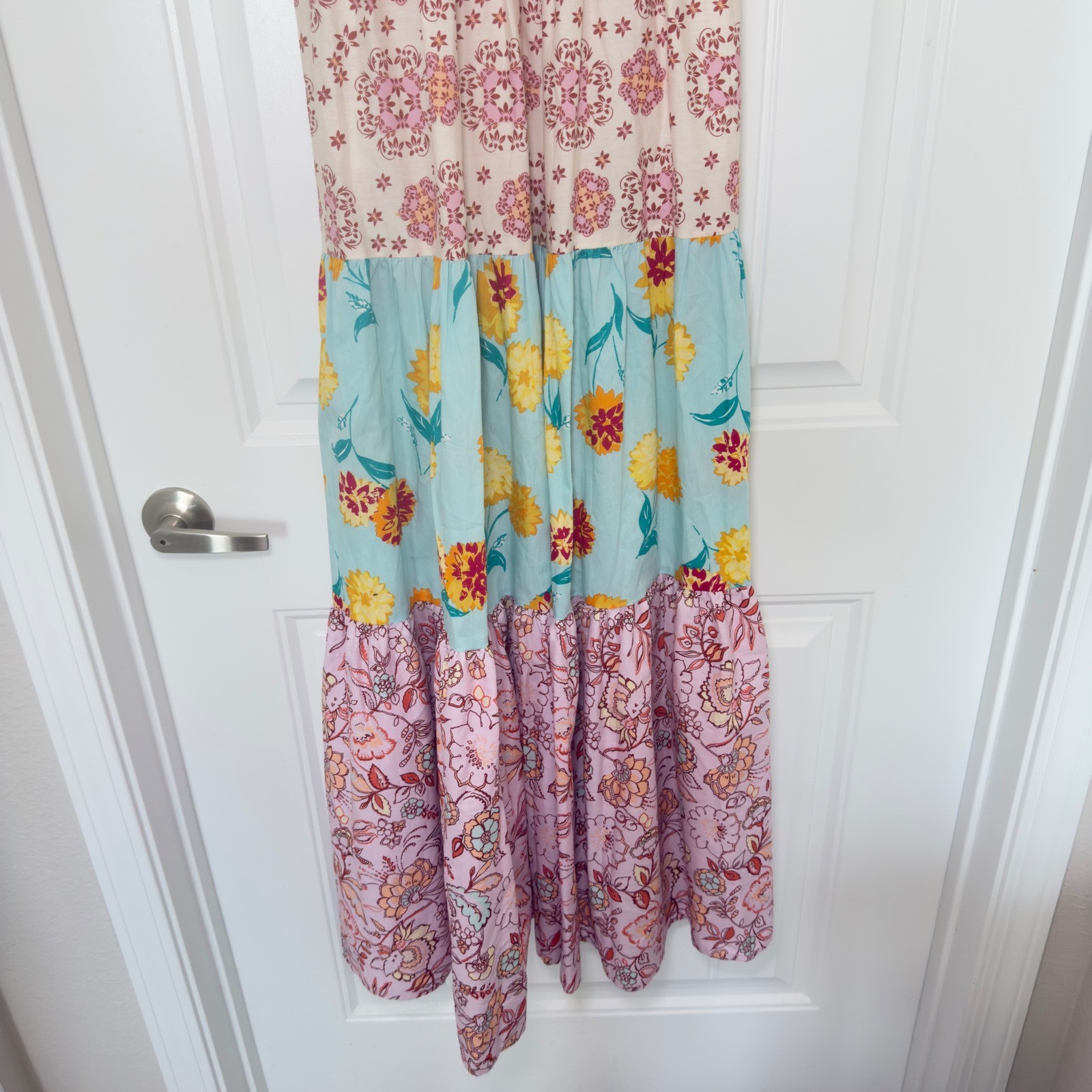 Nanette Lenore Medium Floral Patchwork Cottagecore Prairie Chic Hippie Dress