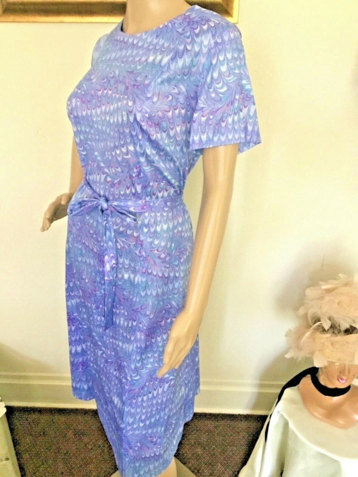 70’s Vintage Lavender Pink Psychedelic Splatter Shift Dress Jacket Set