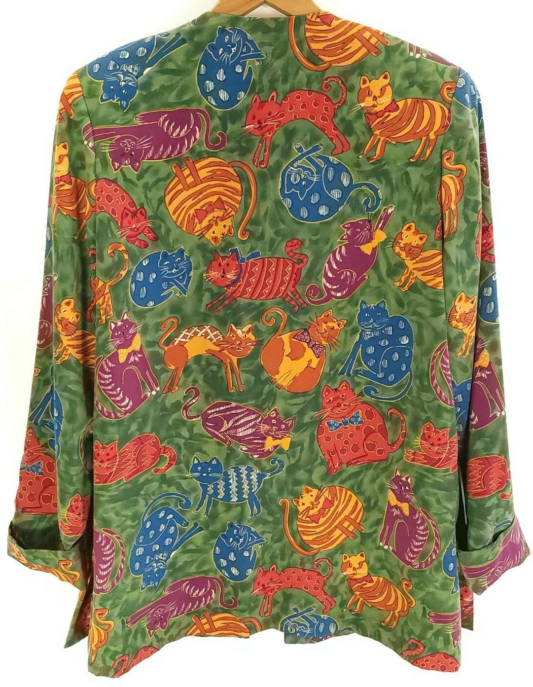 Vintage Patchington Jacket Blazer Women’s Small Multicolor Whimsical Cat Print