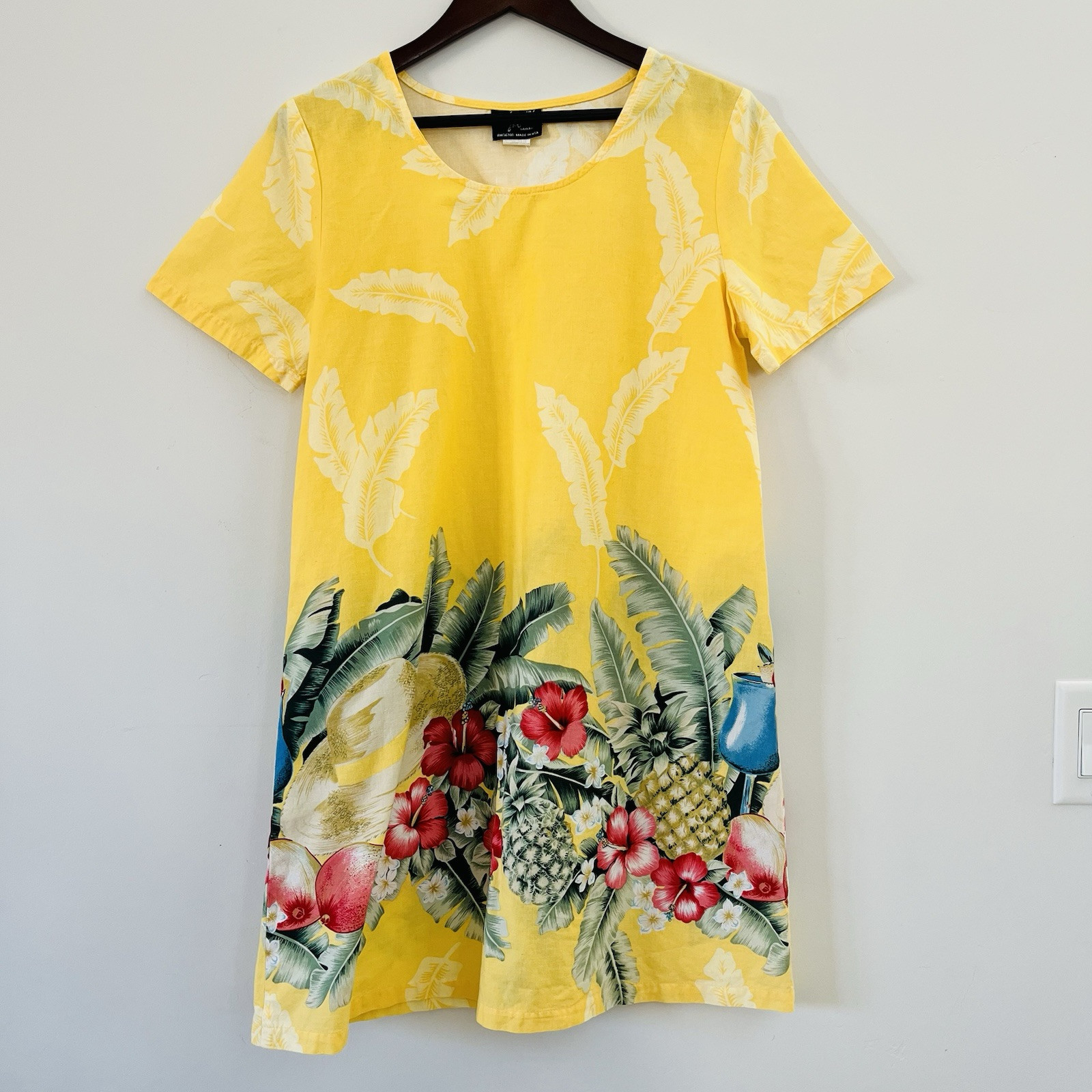 Vintage Shannon Marie Hawaiian | Vibrant Yellow Tropical Dress Medium