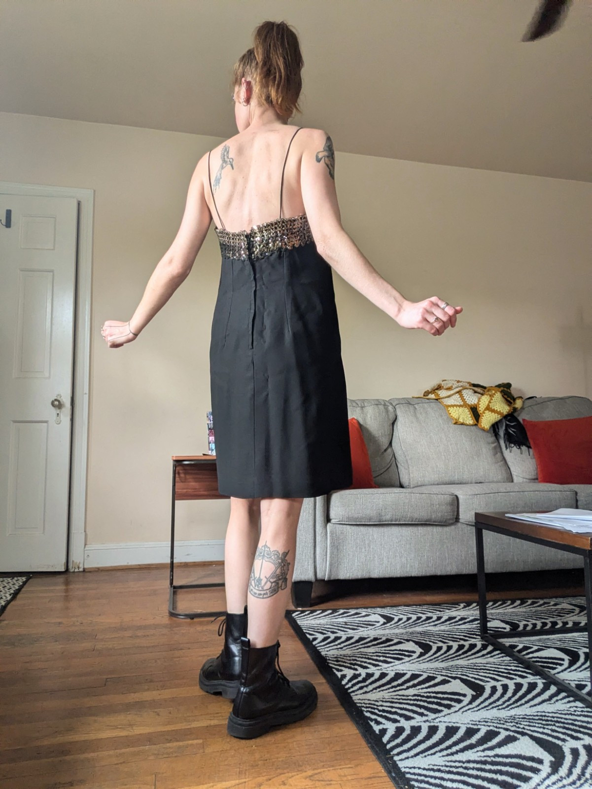 60s Shift Dress with Metallic Sequins and Sheer Jacket