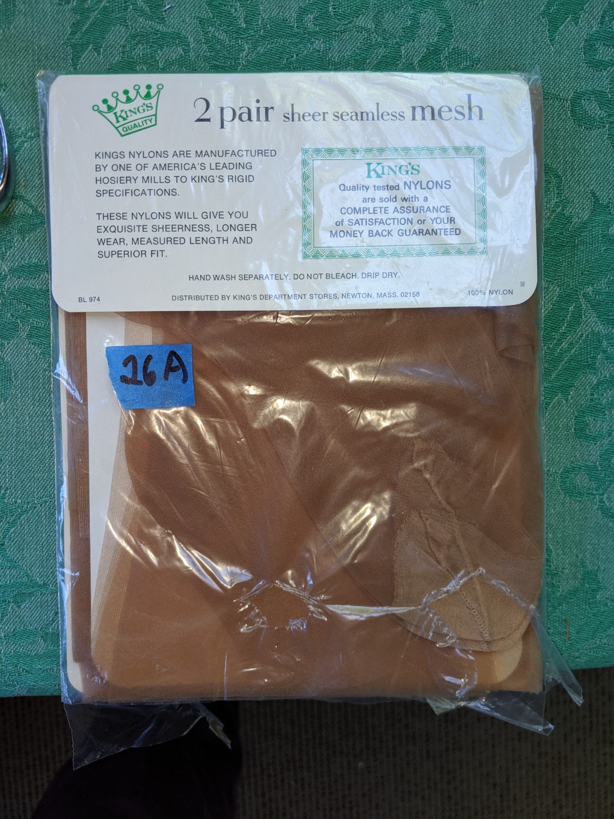 Vintage Thigh High Stockings Seamless 2pr Nylons Beige Size 10 #26A