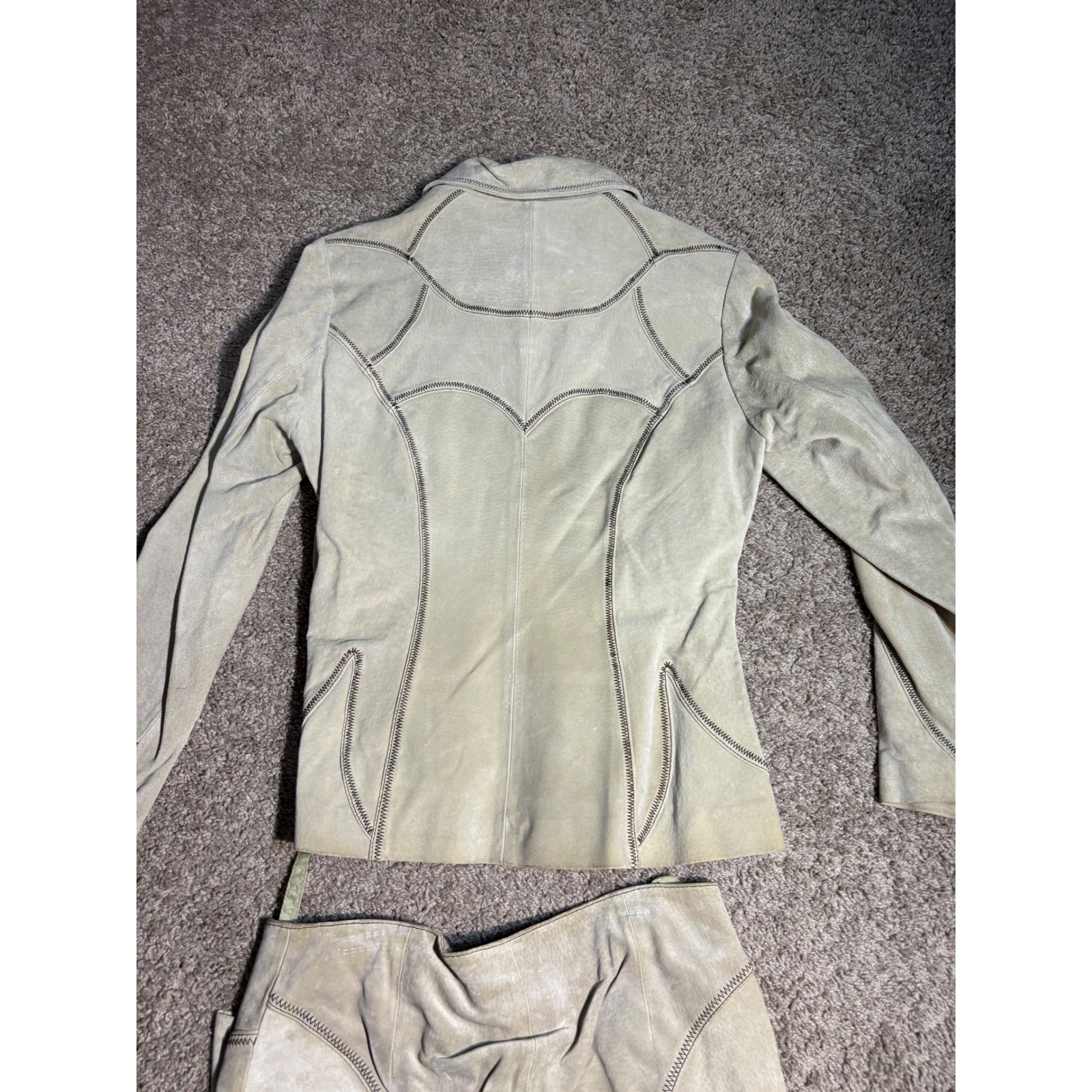 Wilsons Leather Maxima Suede Jacket and PantsSet Vintage Western Sage Green 2 XS