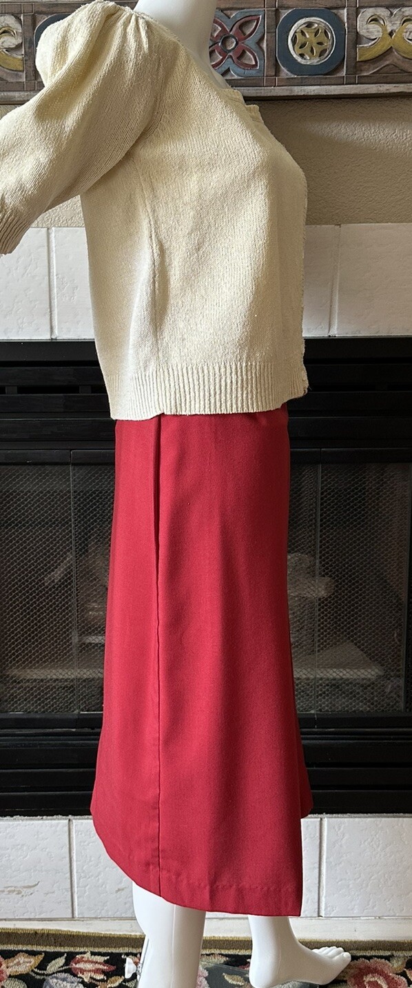 Vintage You Babes Red Skirt W/ Front Slit Juniors Size 9 Waist 26” Hips 36”