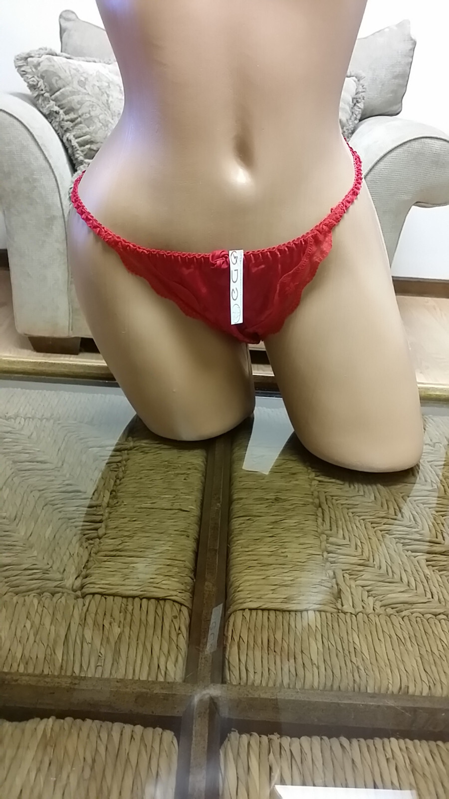 Satin String Bikini Panties, Ravishing Red, Size 7, EGO, Compare to Joe Boxer