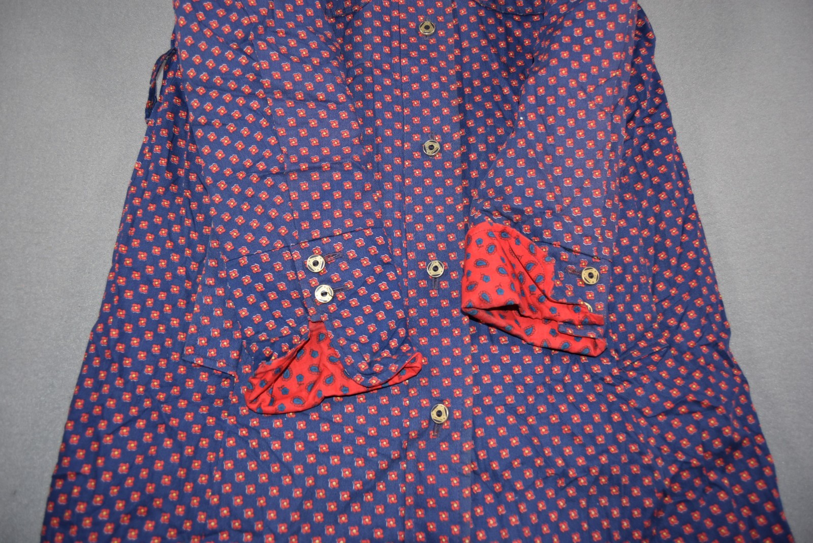 Vintage Regina Porter Dress Womens Small Blue Floral Paisley House Day 70s