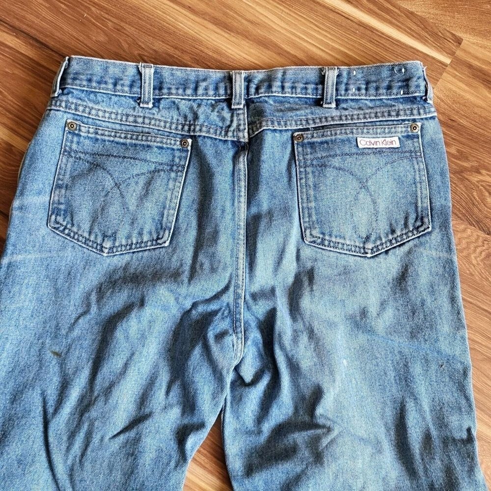 Vintage 80s Mom Jeans Calvin Klein 35×30 High Waisted Med Wash 38 USA Denim