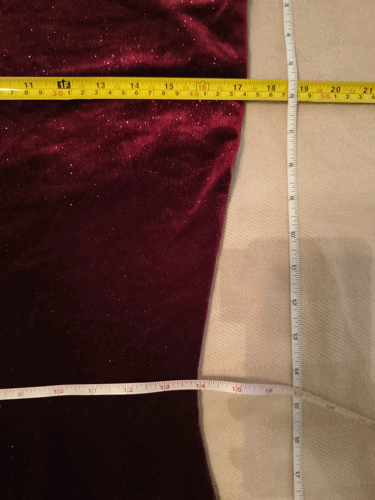 Sexy Vintage Velvet Red Dress Pencil Pinup Glam Sparkle Size L -Fits Like M -P22