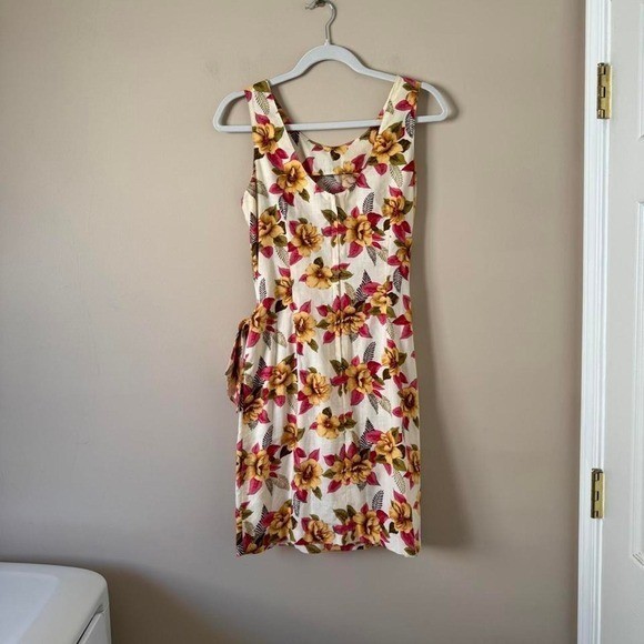 Vintage 80s / 90s Guess by Georges Marciano Floral Mini Dress Pink Cream Yellow