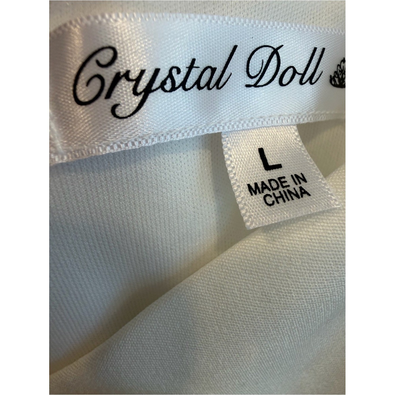 NWT Crystal Doll White Rhinestone Bow Sweetheart Mini Dress Size Large