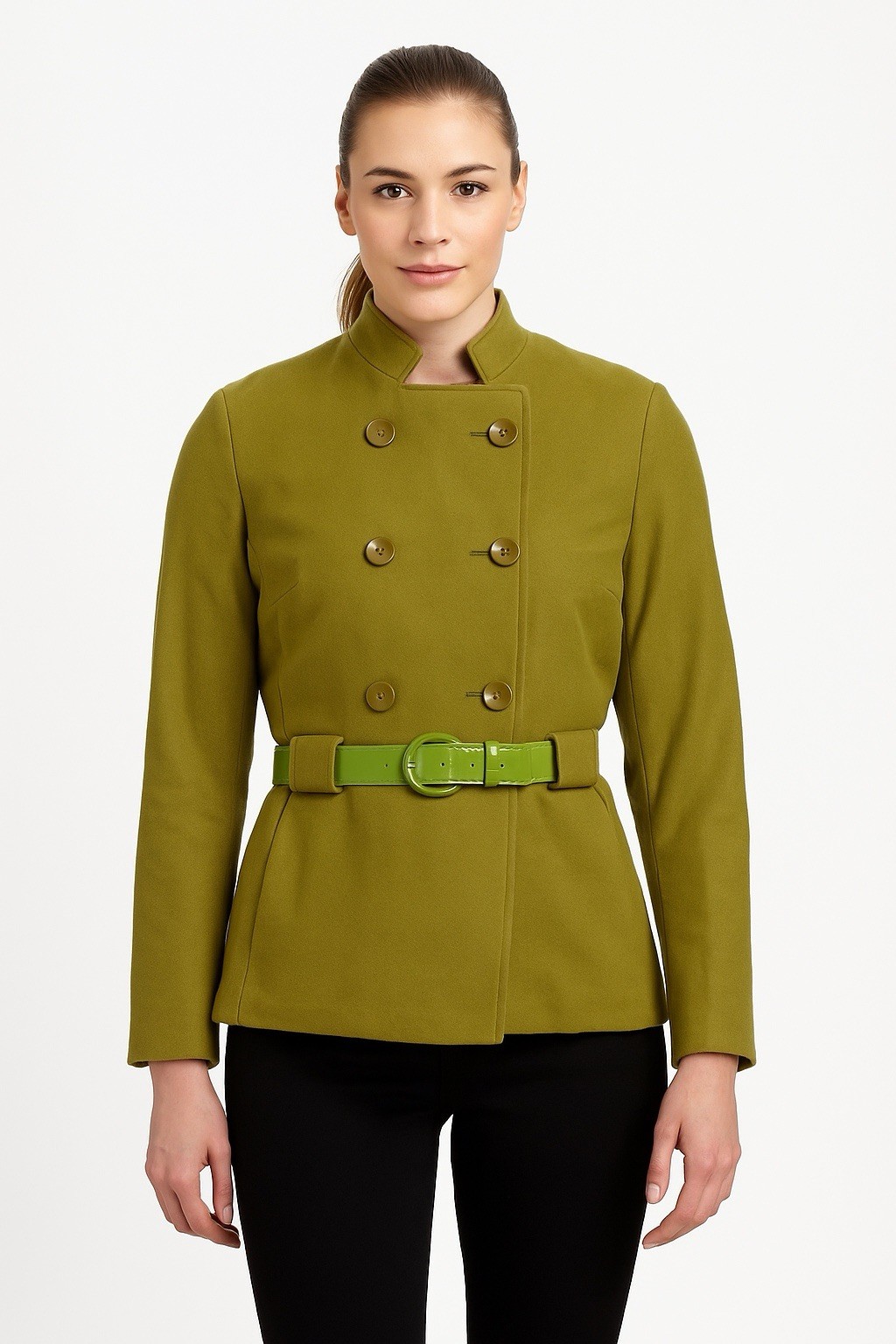 Vintage Jack Winter 50s 60s Wool Belted Jacket Green Moss Size 12 Mod Style Coat