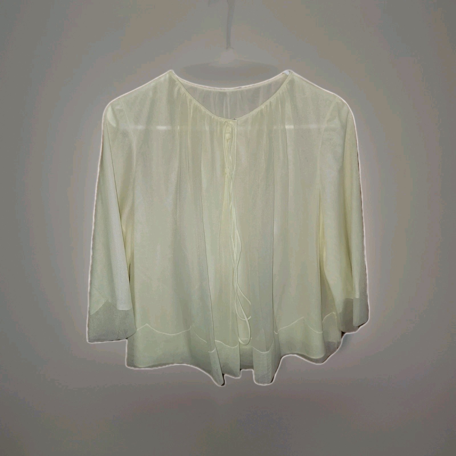 Vanity Fair Butter Cream Yellow Bed Jacket Nitey Teddy Med Womens Layered Gown