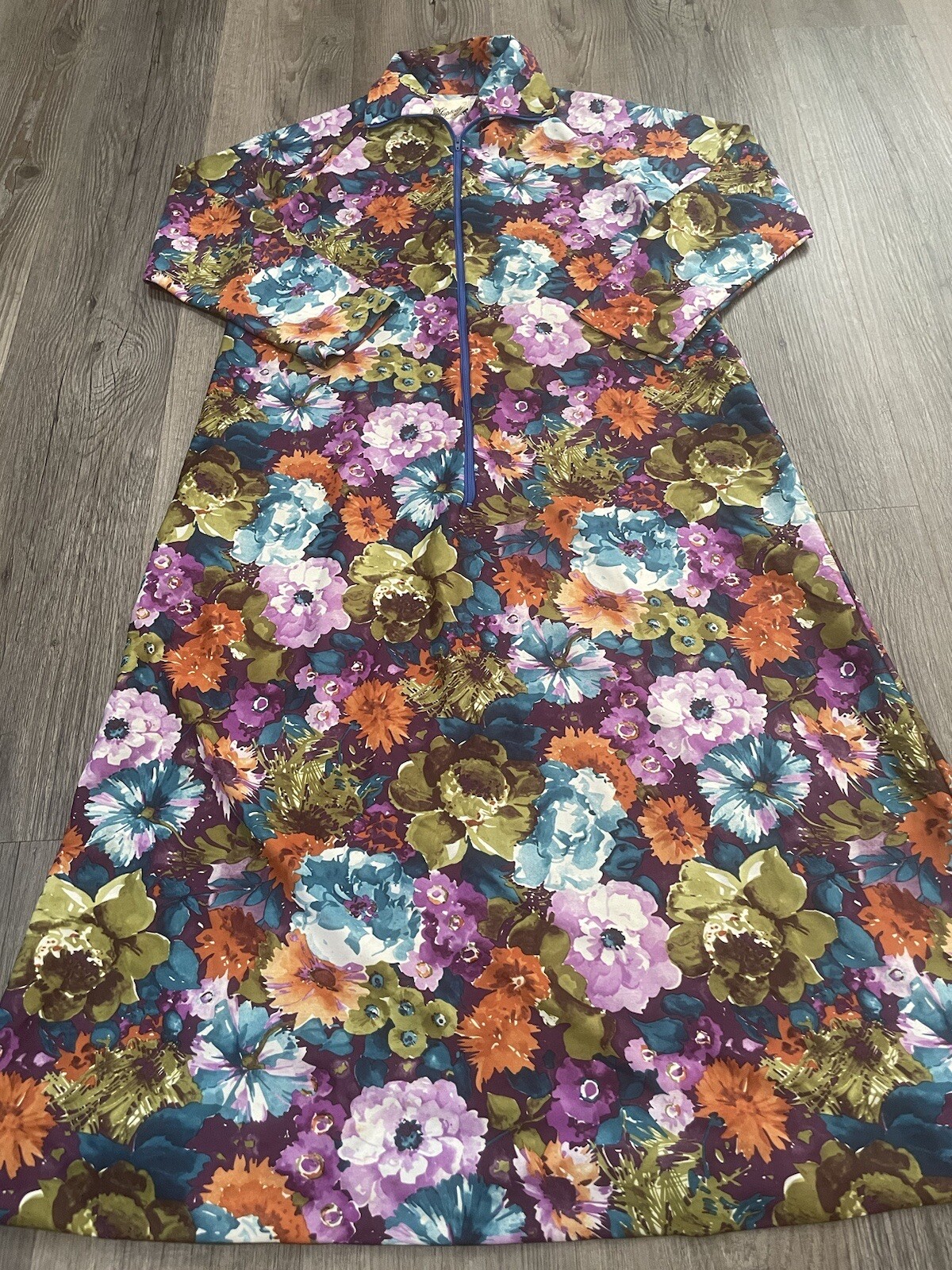 Rhapsody By Glazier 1950 Kaftan Vtg Dress Robe Caftan Gown Multicolored Floral