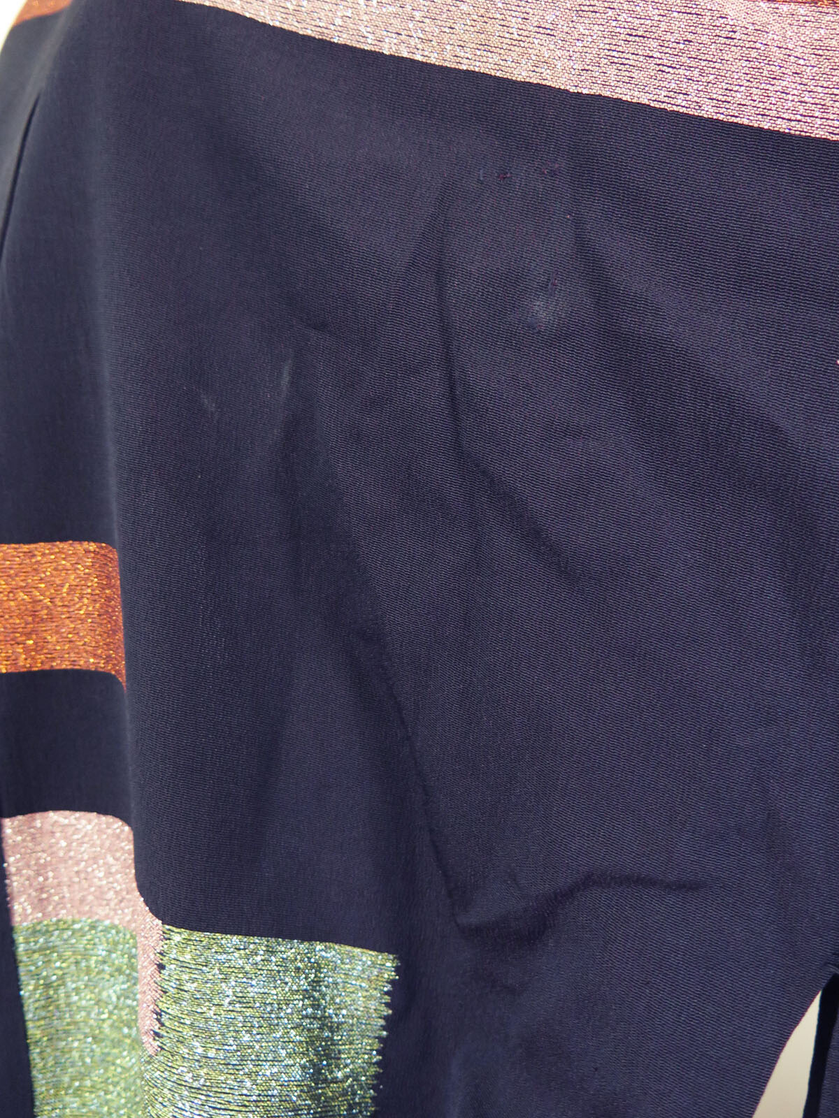 Original Vintage 1950s 1970s 1980s Blue Pink Lurex Deco Style Kimono Robe Gown
