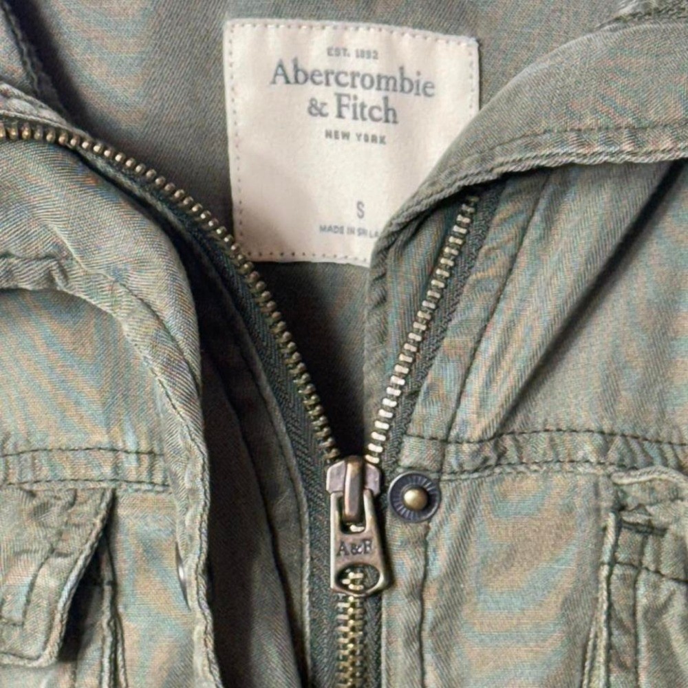 Abercrombie & Fitch zip-up hooded jacket chore fisherman vintage y2k green SMALL
