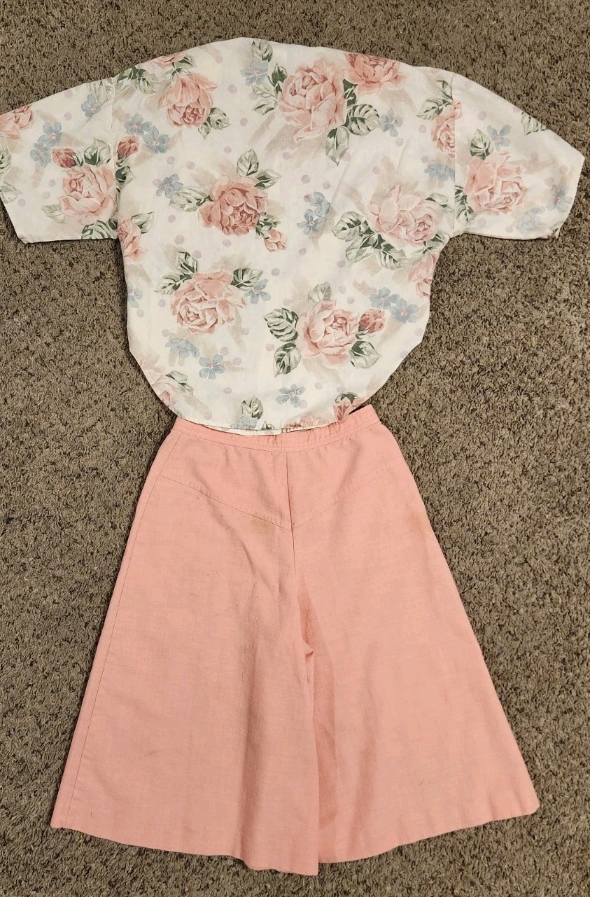 VINTAGE THE RED EYE PINK CULOTTES SIZE 13 + JUST MAGGIE TOP SIZE L USA