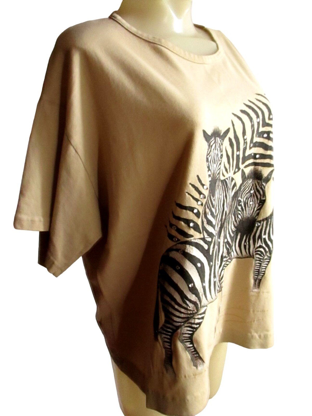 True Vintage T-shirt Large Single Stitch Zebras Bejewelled 1990’s BIG PRINT L