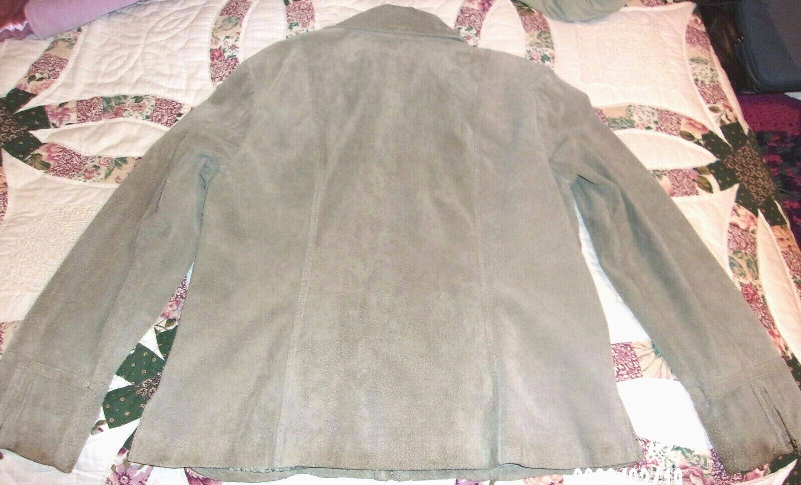 VTG? LIVE A LITTLE MOSS GREEN SUEDE LEATHER JACKET ZIP FRONT L SLEEVES XL WOMEN