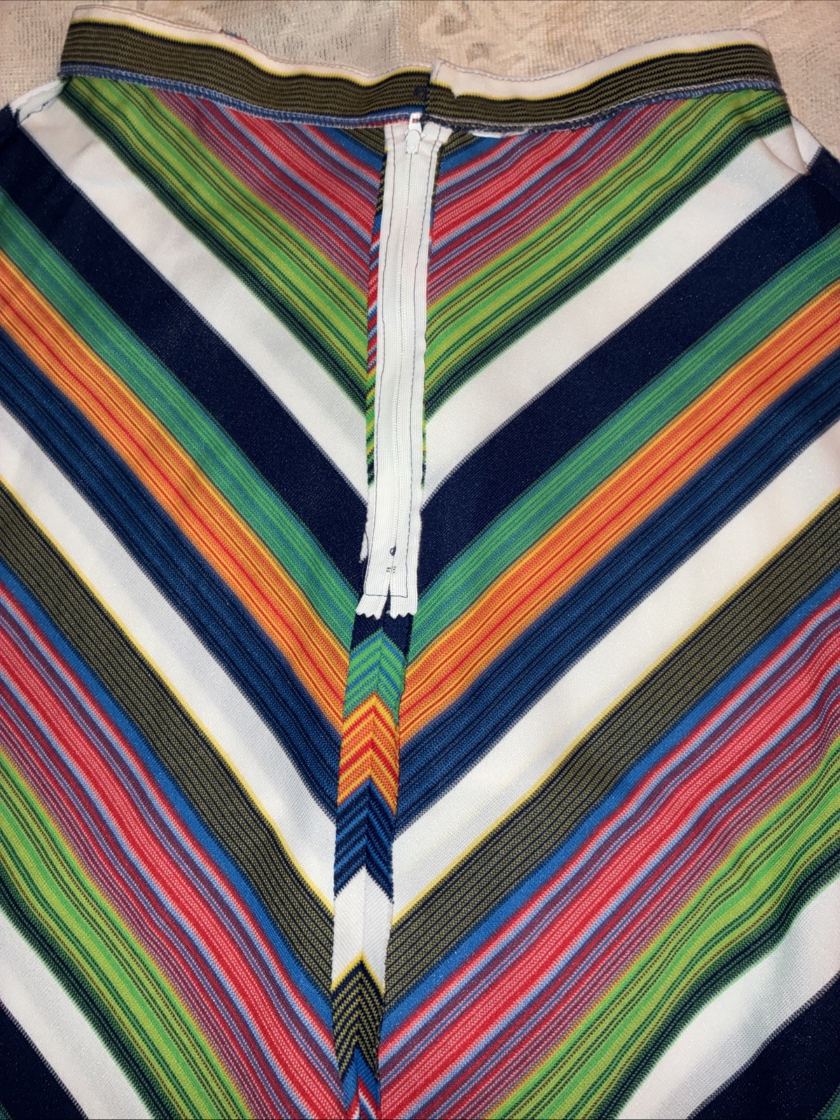Vintage 70s Tomboy of California? Retro Rainbow Stripe A Line Mini Skirt