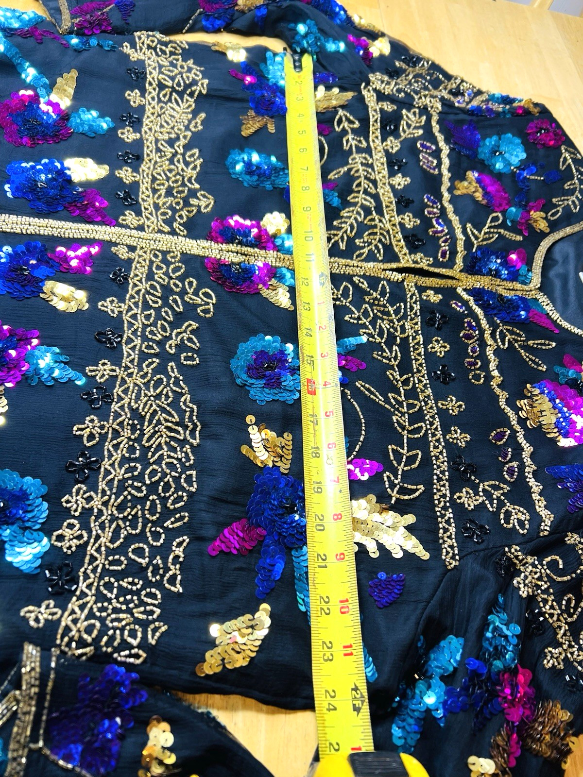 Vtg Drapers & Damons 1X Silk Colorful Sequins Beads Jacket Cardigan Plus Formal