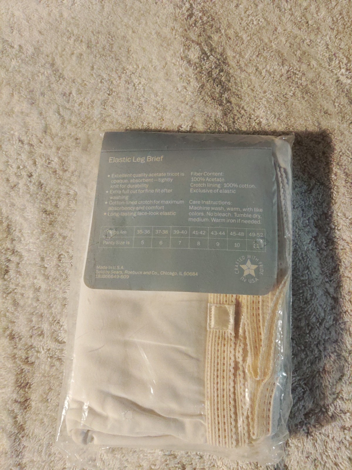 New! Sears Blue Package Panties Sz 10 White 100% Acetate Tricot