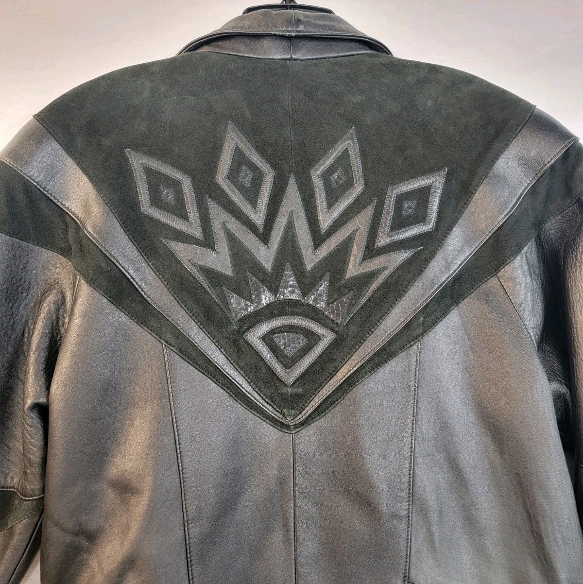 Vtg 80s Leather/suede Coat Tribal/Western Soft Lambs Leather SZ 42 Long