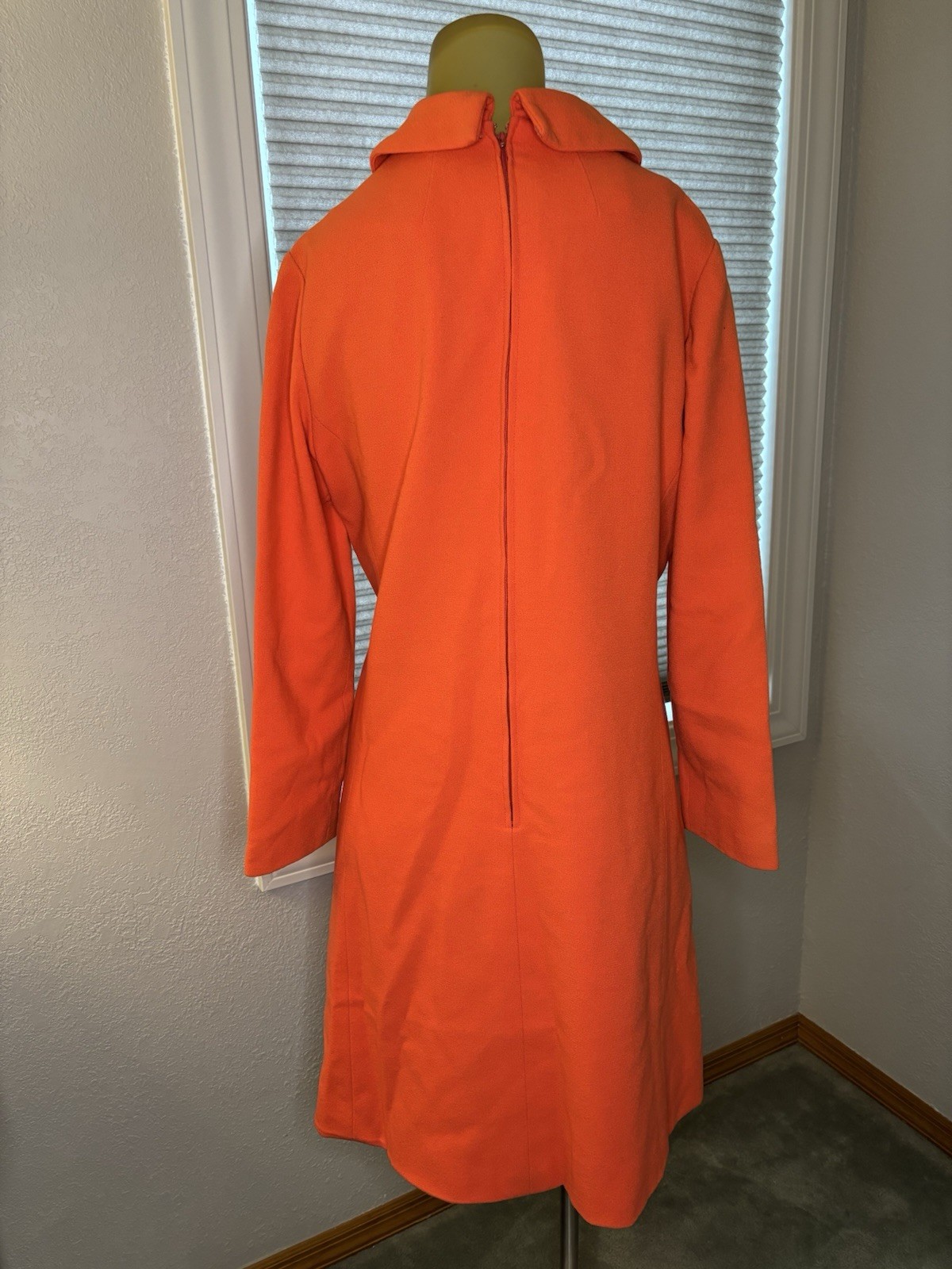 Vibrant Classy Orange Coat Dress W/ Button Details 60s 70s size medium by Carlye