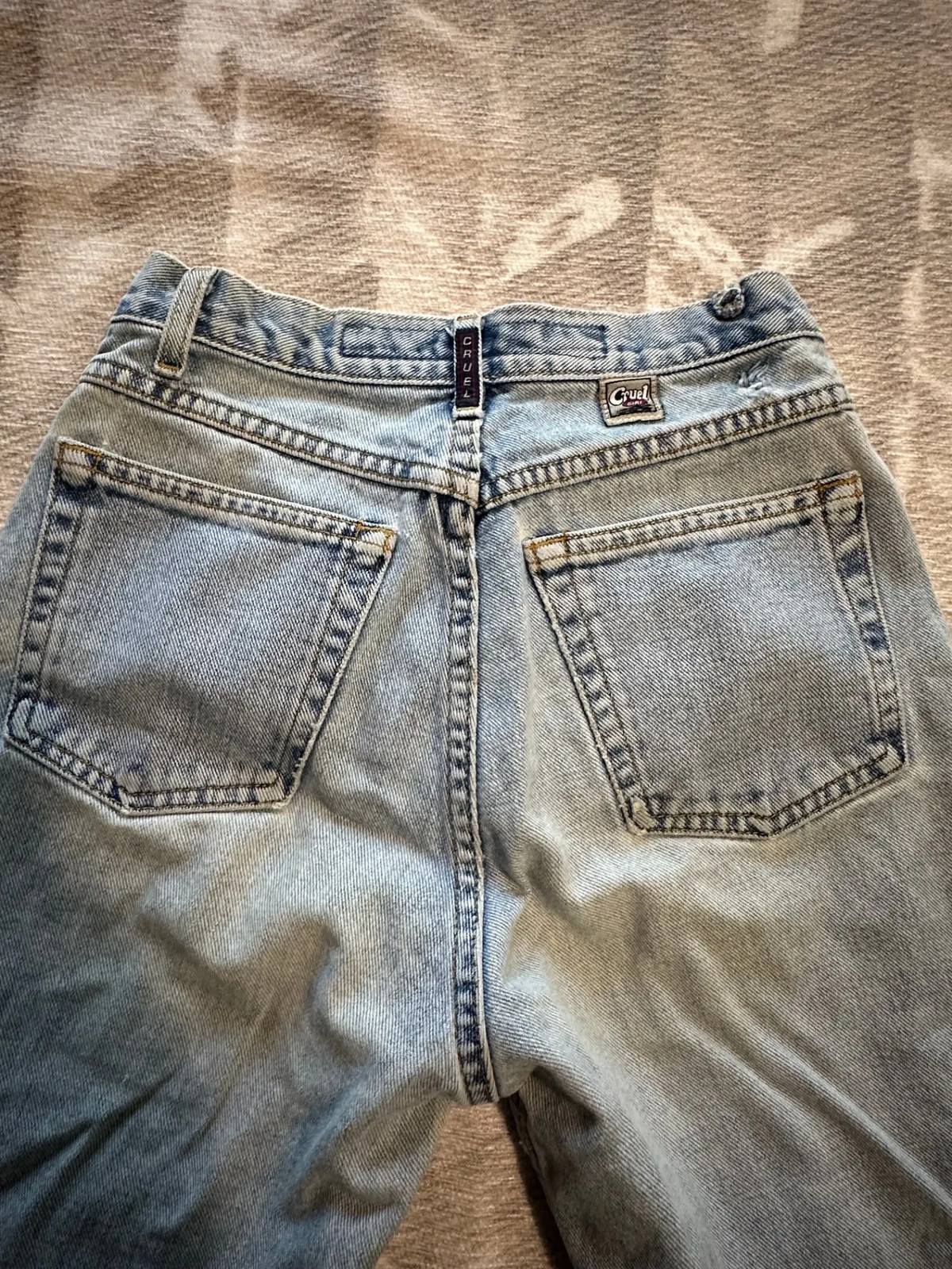 Vtg Cruel Girl Womens Relaxed Fit Jeans Size 3 24×31 High Waist Light Wash Denim