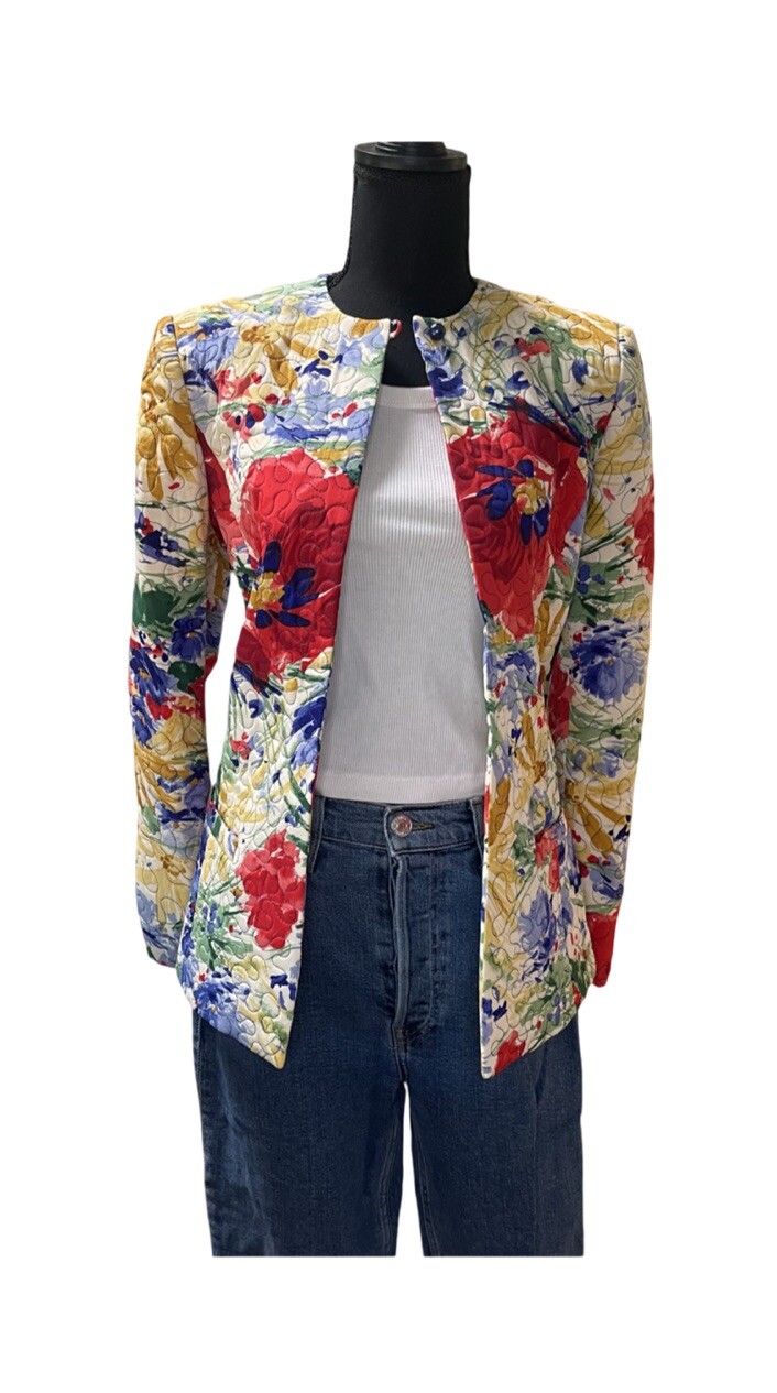 Vintage Neiman Marcus -David Hayes Silk Quilted Jacket – 6 – Cottagecore