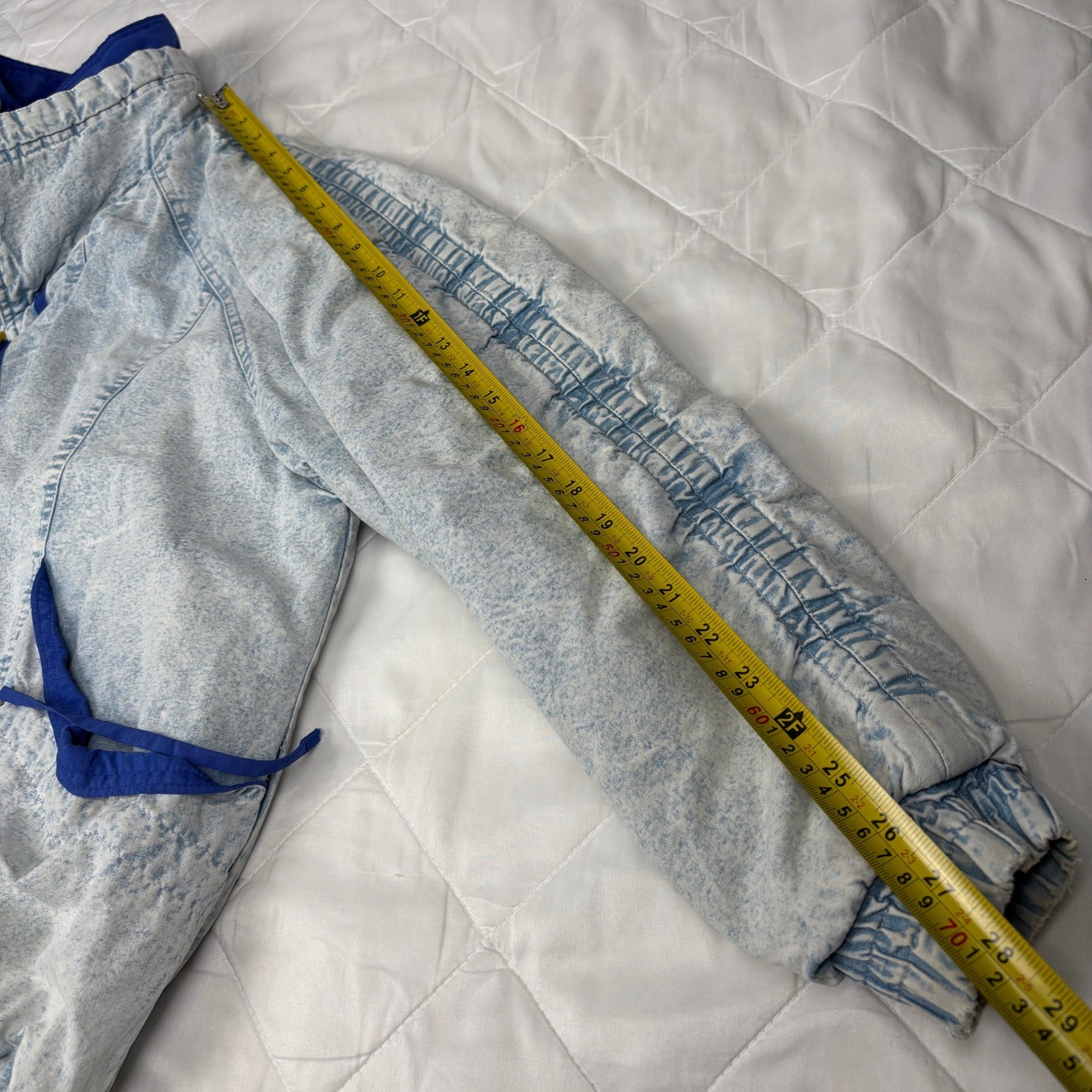 Vintage 90s Gitano Acid Wash Denim Bomber Jacket Blue Yellow Women’s Small