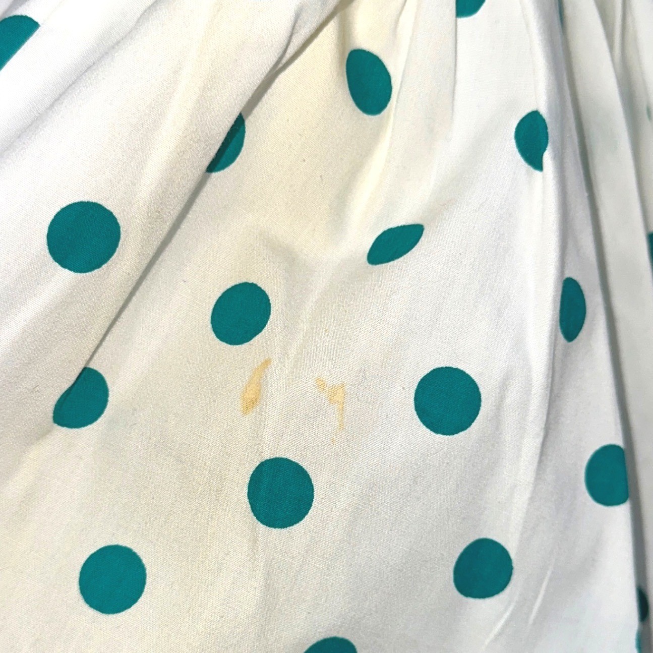 Sunshine Starshine Vintage 80s Polka Dot Peplum Dress Teal White Bow Size 14 NWT