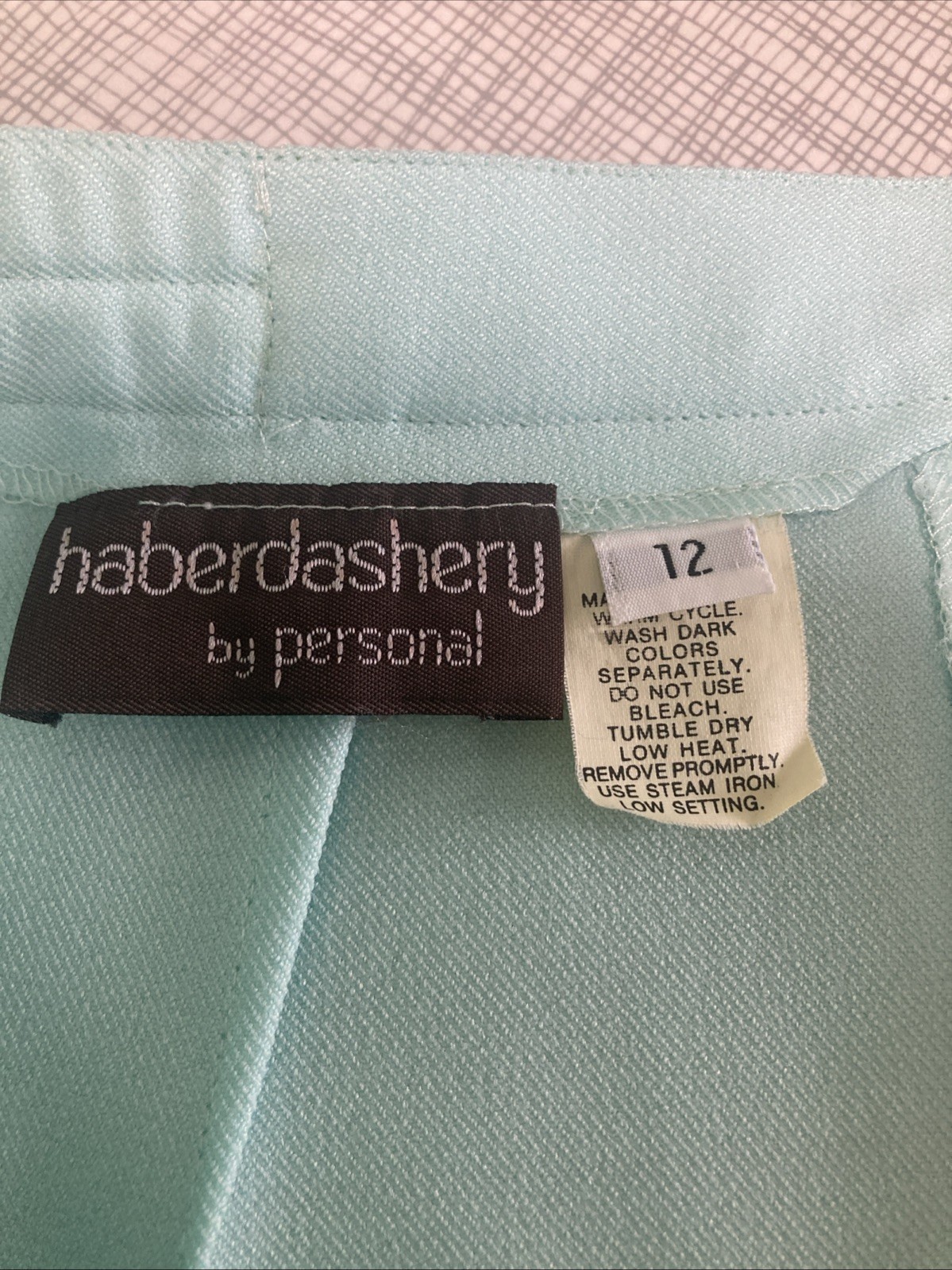 Vtg 80s Haberdashery by Personal Mint Green Pleated Midi Skirt Elastic Waist 12