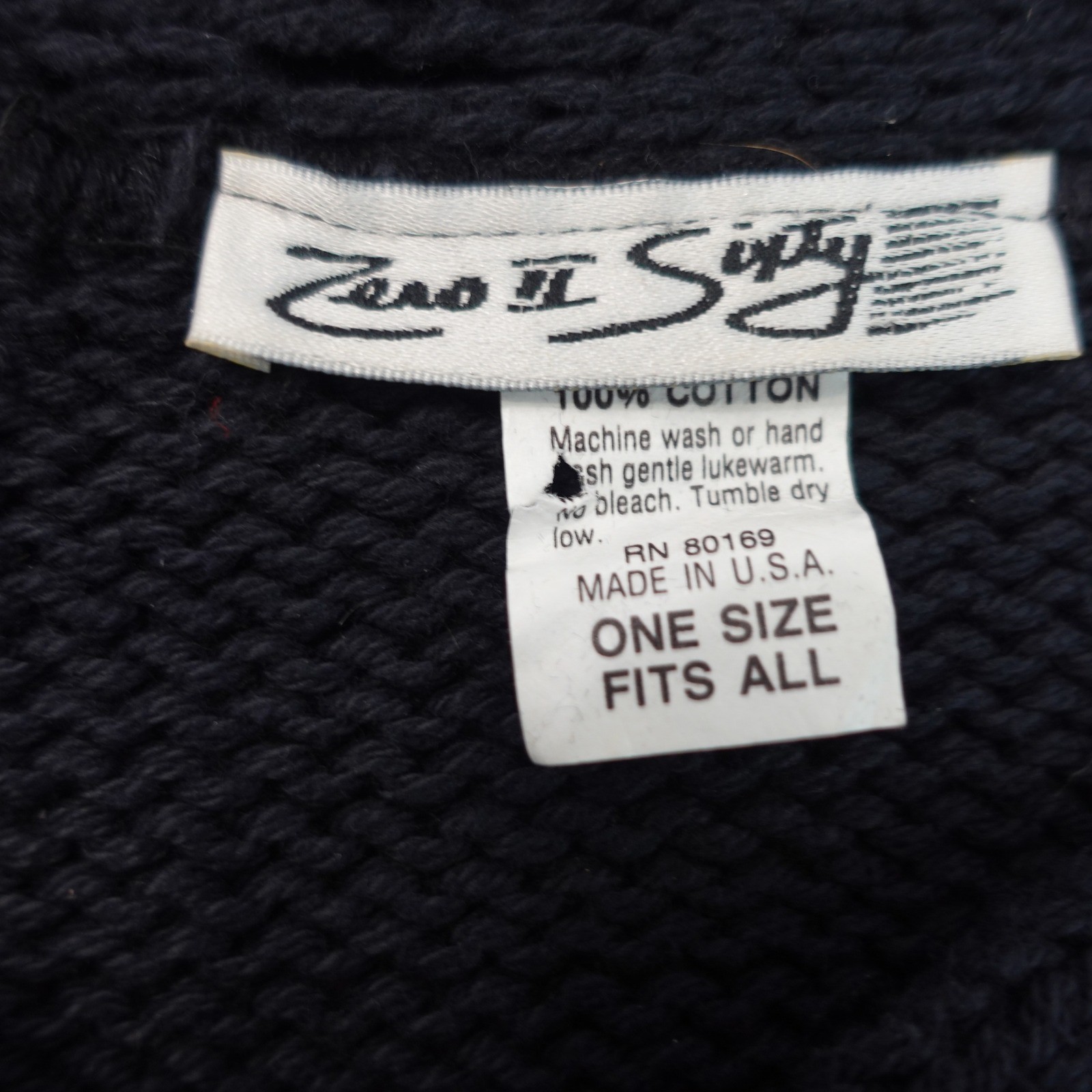 Vtg 90s Sweater Womens OS Black Knit Pointelle Crochet Slouchy Grunge Grandpa