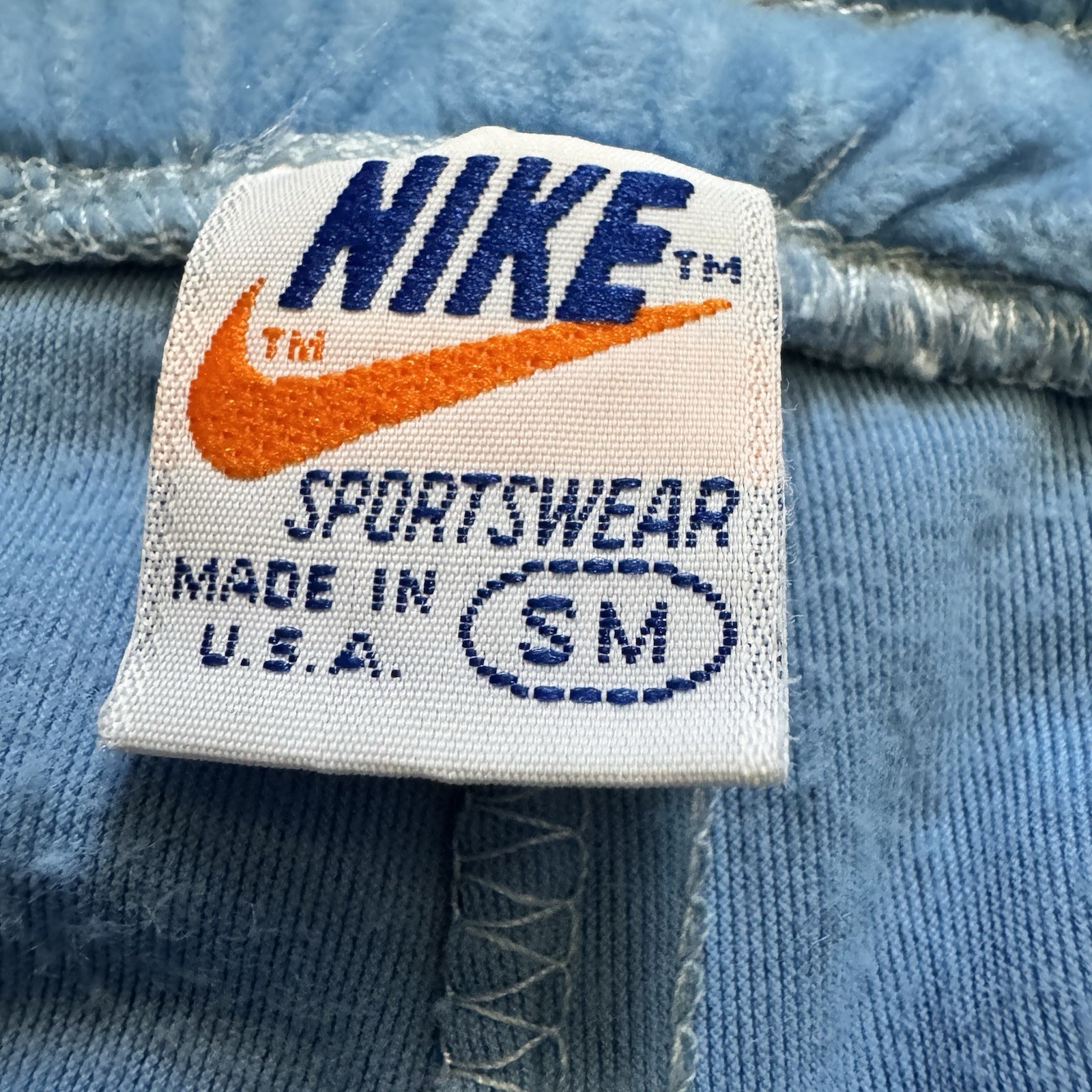 Vtg 70s Nike Women’s Velour Track Pants Light Blue Size Small Made In USA Swoosh