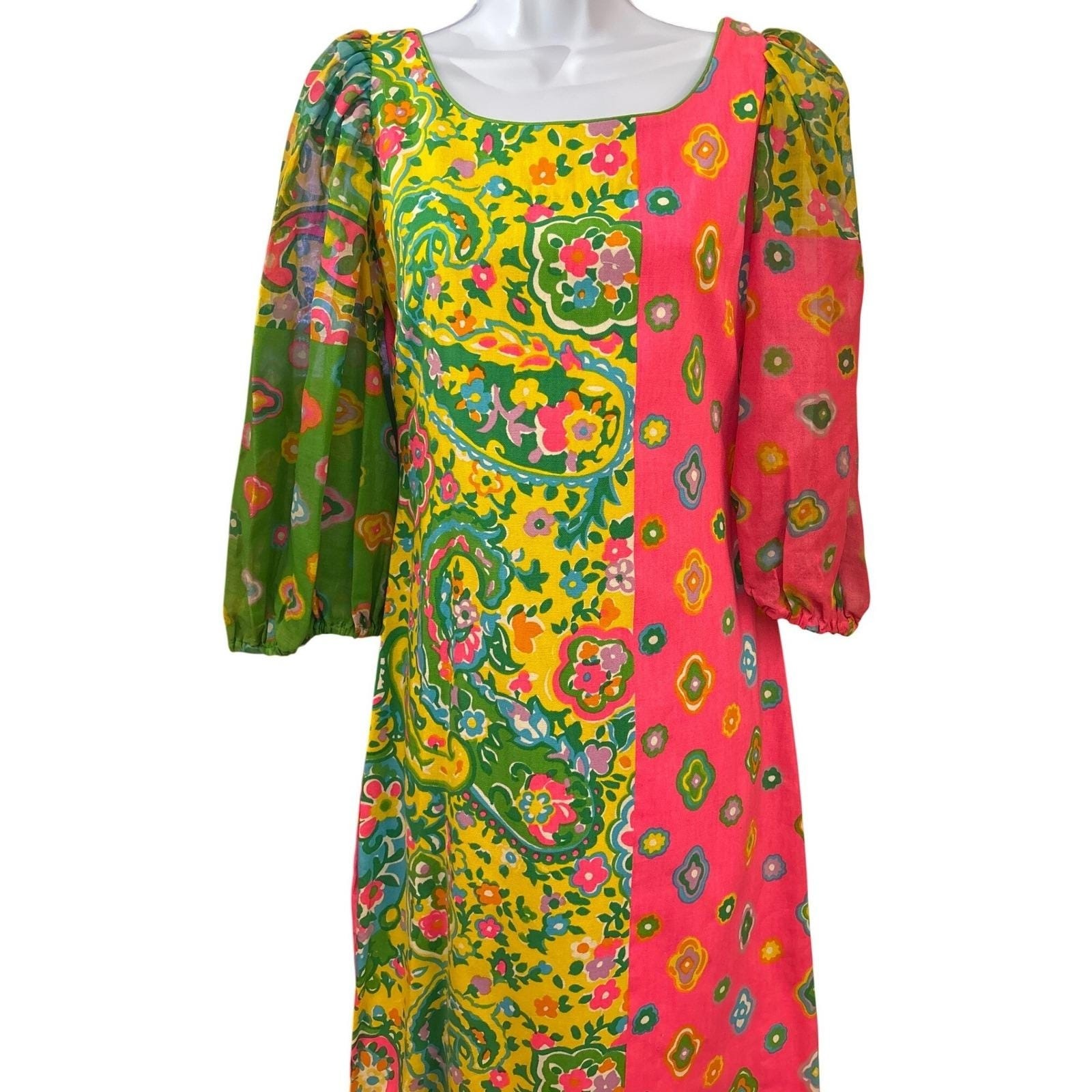 Vintage 60s Liberty House Kiyomi Midi Dress Psychedelic Mod Dopamine Dressing