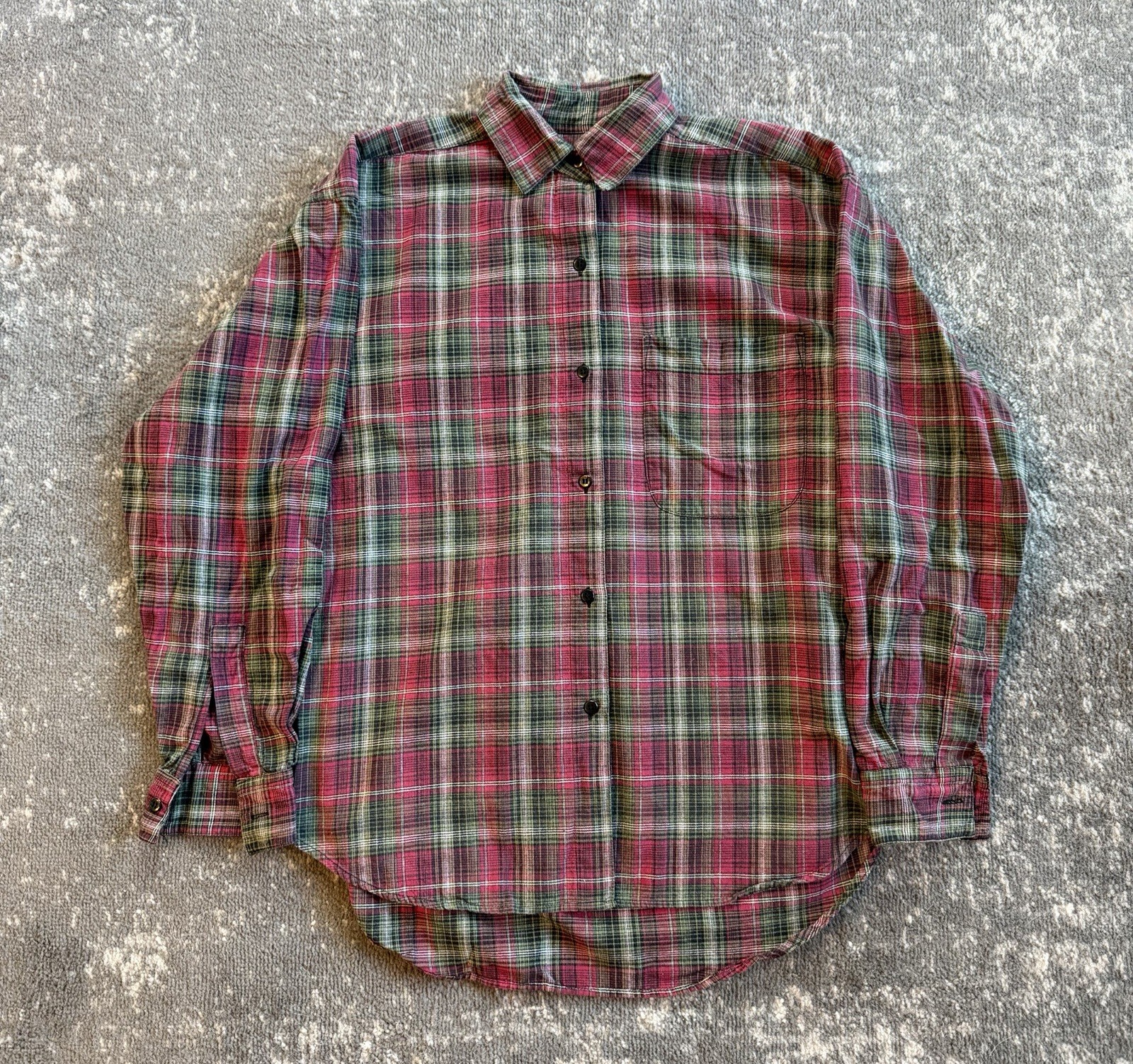 Vintage 90s Women’s Company One Red & Green Plaid Shirt Size Large 100% Cotton